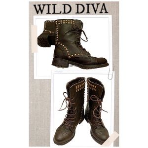 2 X$40 Wild Diva Boots Above Ankle Western Moto boots studded shaft Women Size 6